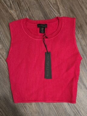 House of Harlow 1960 Ribbed Sleeveless Crop Tank - Bright Pink